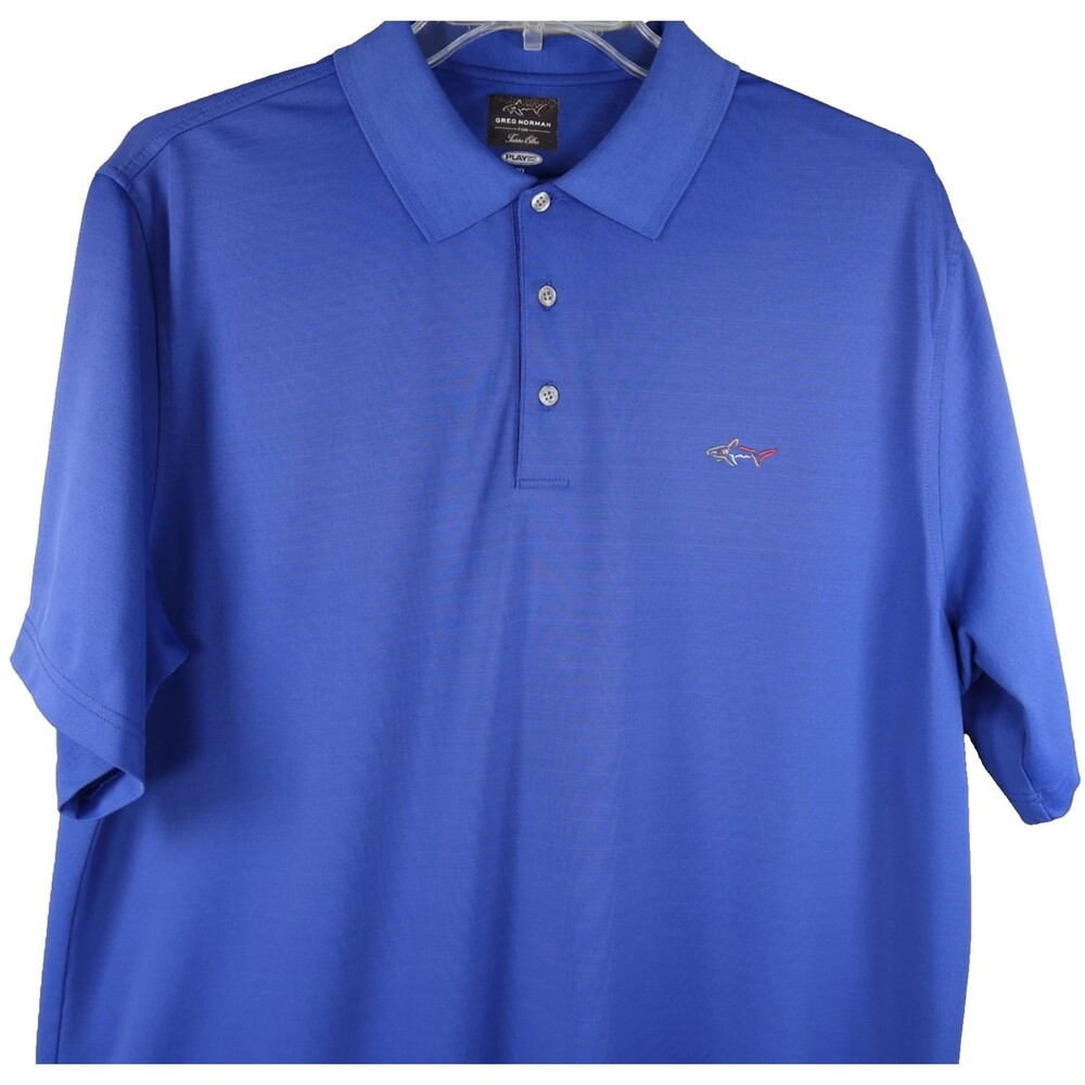 Greg Norman for Tasso Elba Golf Polo Shirt Men's XL Blue Play-Dry Short Sleeve